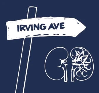 Irving Ave, drawn in white line on navy, from the back print