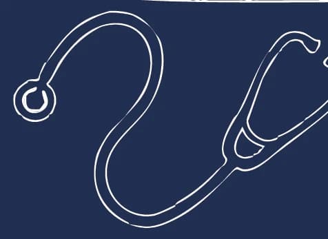 Stethoscope, drawn in white line on navy, from the back print